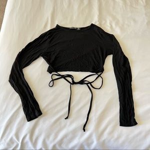 Nasty Gal long sleeve crop top with tie